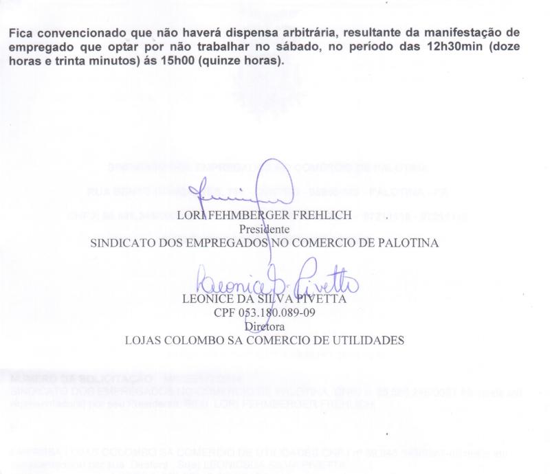 ACORDO LOJAS COLOMBO