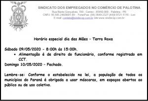 horario dia das maes terra roxa